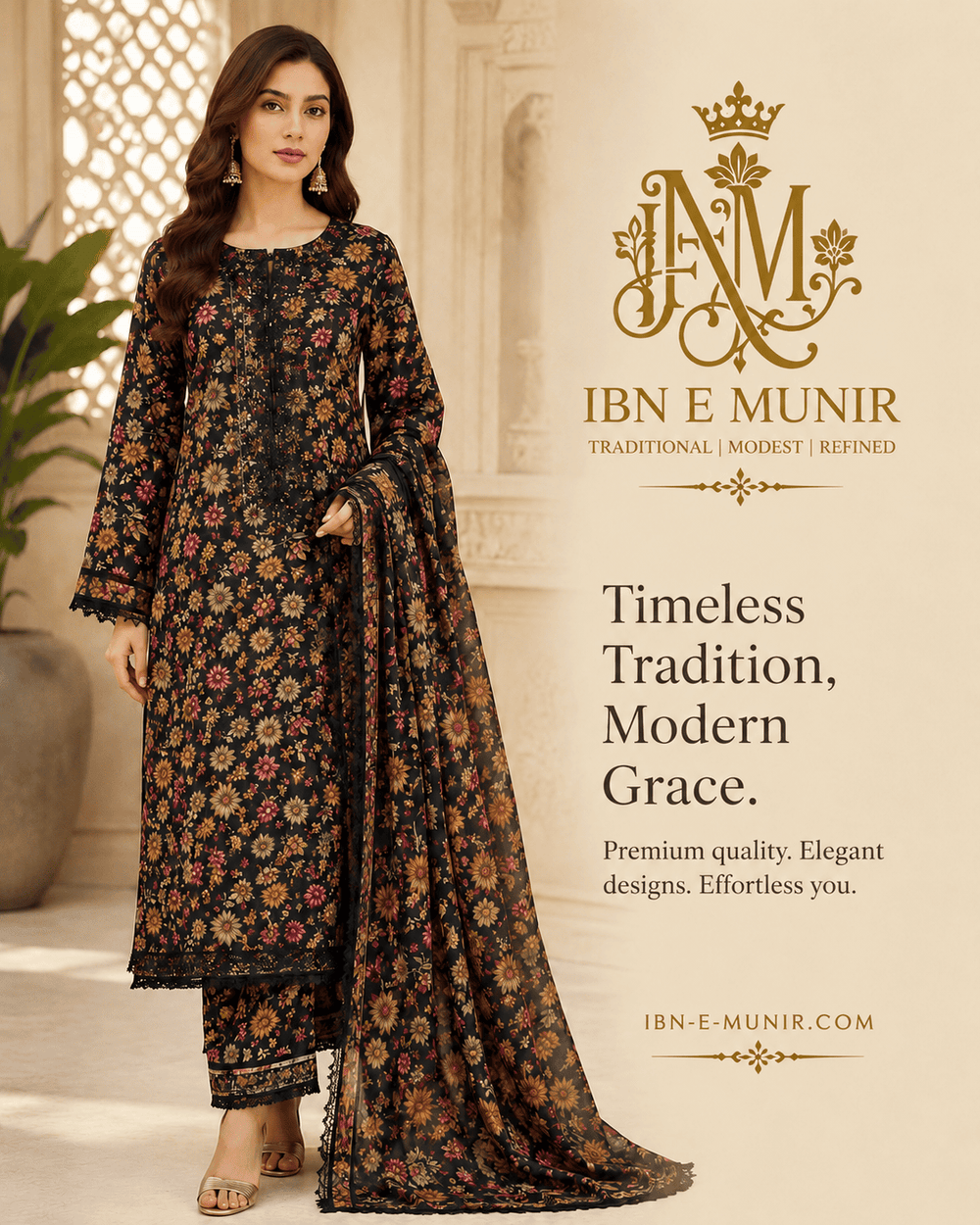 Blooming Elegance Kurti Chiffon Dupatta 3PC EL-21 Stitched