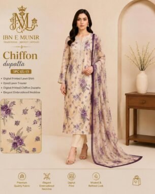 Effortless Kurti Chiffon Dupatta 3PC EL-15 Stitched