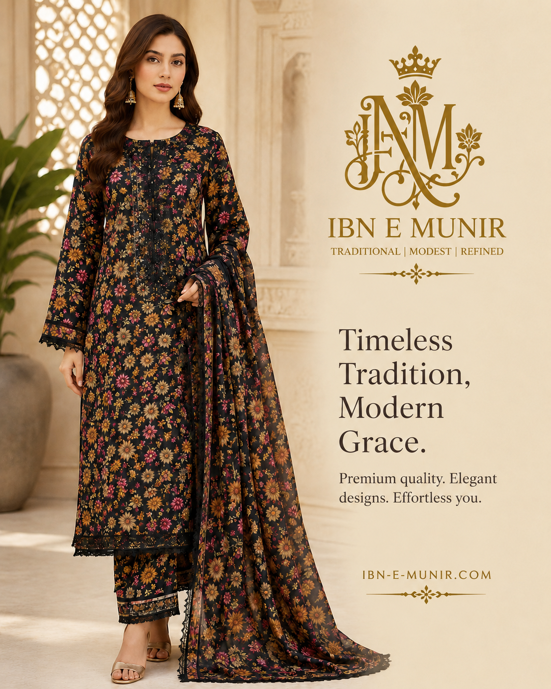 Blooming Elegance Kurti Chiffon Dupatta 3PC EL-21 Stitched