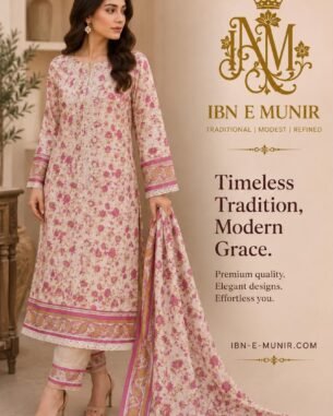 Modern Classic Kurti Lawn Dupatta 3PC EL-1 Stitched