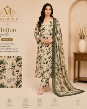 The Essential Kurti Chiffon Dupatta 3PC EL-20 Stitched