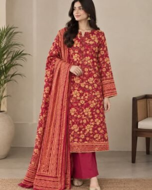 Ivory Rose Kurti 3 PC Stitched EL-27 with Chiffon Dupatta